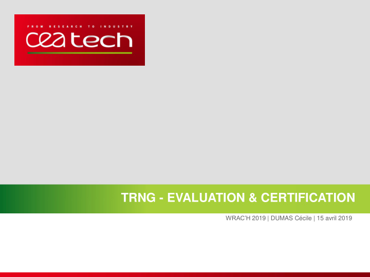 trng evaluation certification