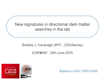 New signatures in directional dark matter  searches in the lab  Bradley J. Kavanagh (IPhT -