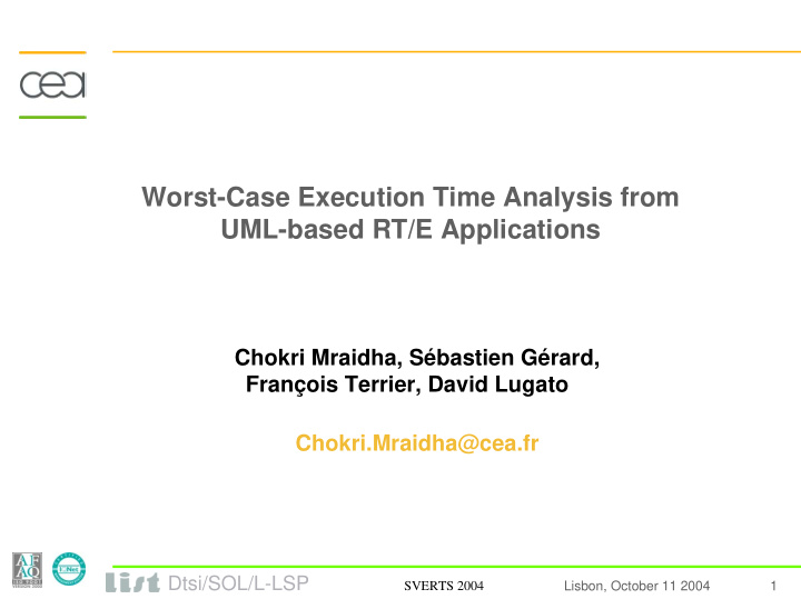 worst case execution time analysis from uml based rt e