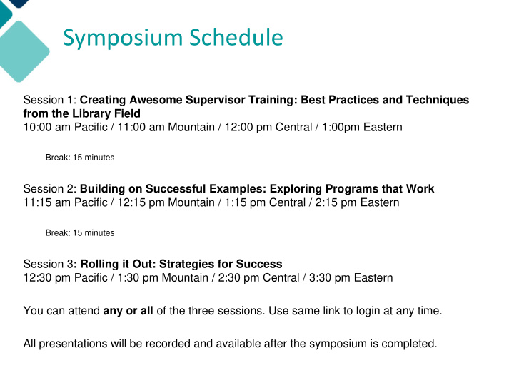 symposium schedule