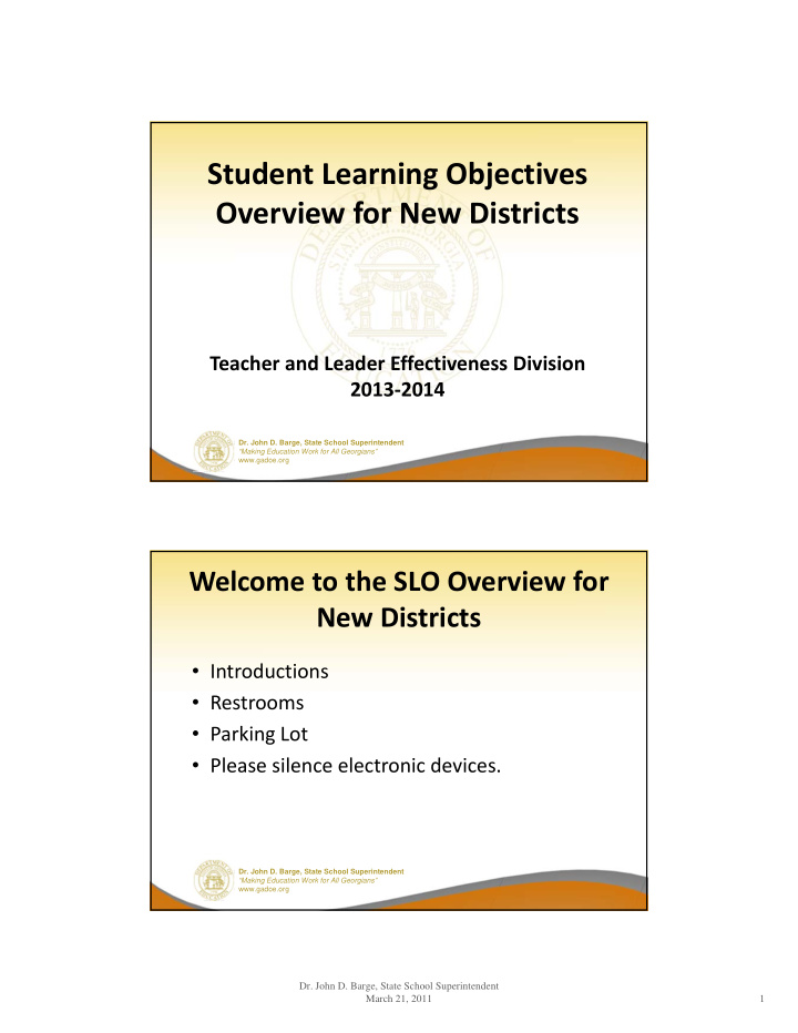 student learning objectives overview for new districts