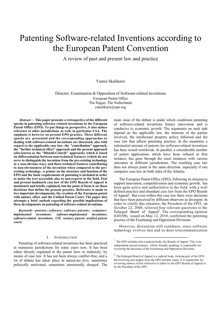 patenting software related inventions according to the