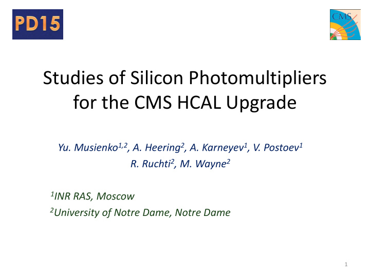 studies of silicon photomultipliers for the cms hcal