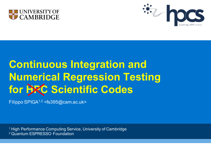 continuous integration and numerical regression testing