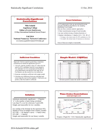 Statistically-Significant Correlations  11 Oct, 2014  0F  2014  NNN4 Statistically-Significant