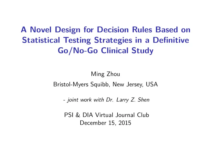 a novel design for decision rules based on statistical