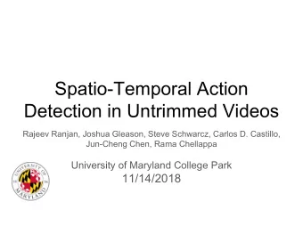 Spatio-Temporal Action  Detection in Untrimmed Videos  Rajeev Ranjan, Joshua Gleason, Steve