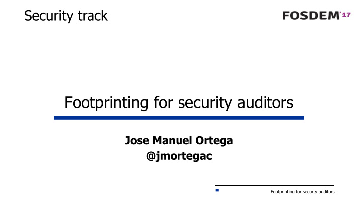 footprinting for security auditors
