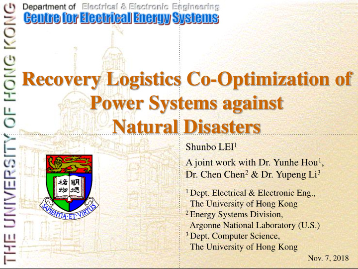 recovery logistics co optimization of power systems