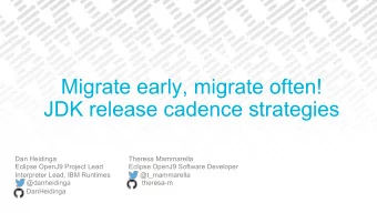 Migrate early, migrate often!  JDK release cadence strategies  Dan Heidinga  Theresa Mammarella