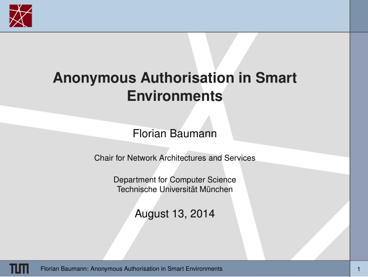 anonymous authorisation in smart environments