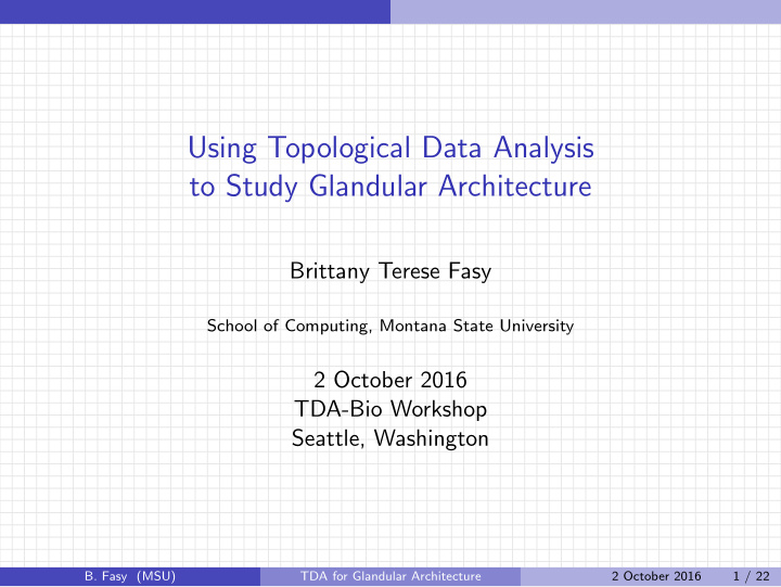 using topological data analysis to study glandular