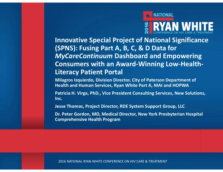 innovative special project of national significance spns