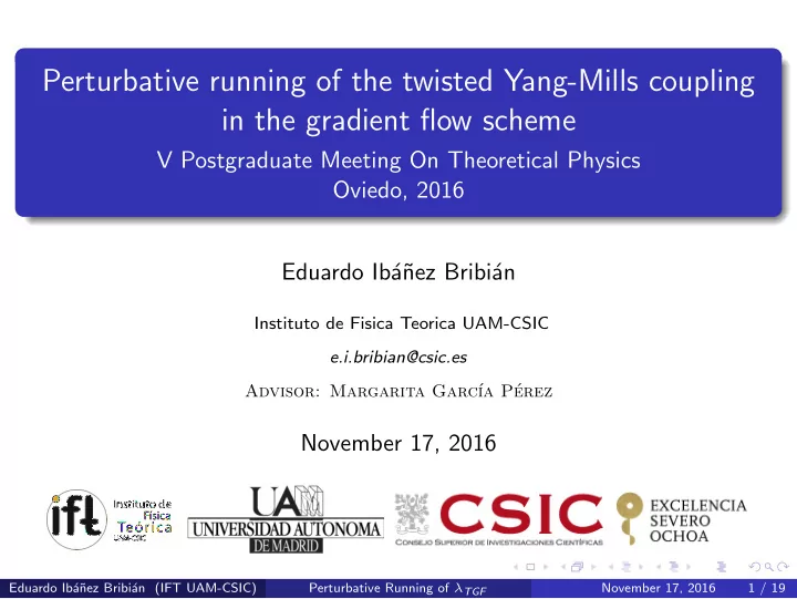 perturbative running of the twisted yang mills coupling