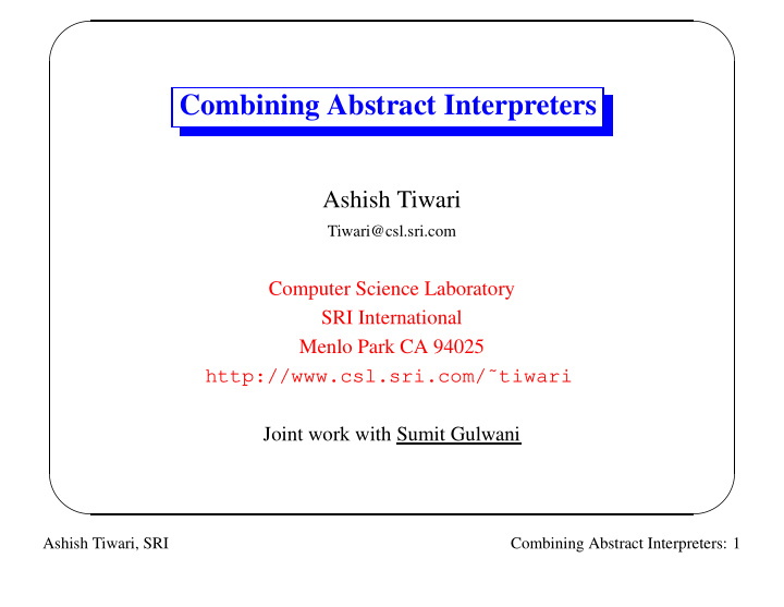 combining abstract interpreters