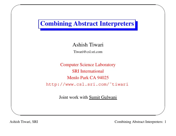 combining abstract interpreters