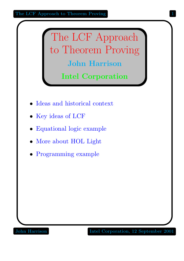the lcf approach to theorem proving