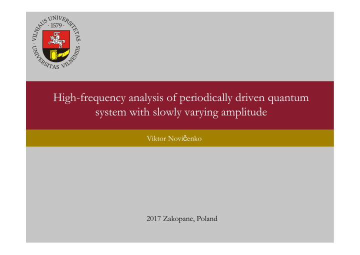 high frequency analysis of periodically driven quantum