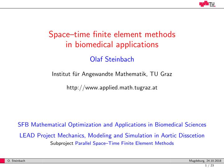 space time finite element methods in biomedical