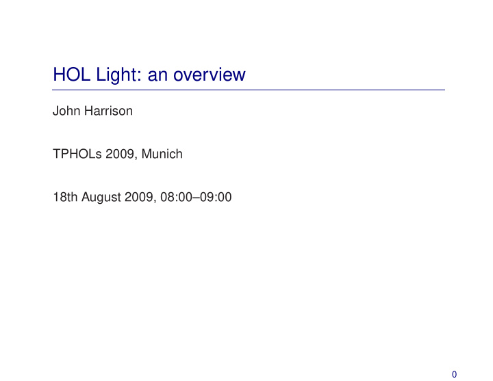 hol light an overview