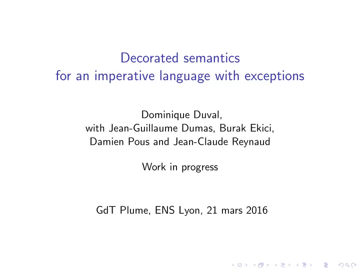 decorated semantics for an imperative language with