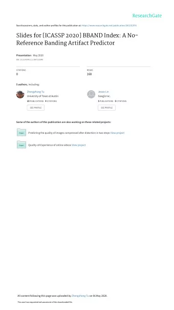 Slides for [ICASSP 2020] BBAND Index: A No-  Reference Banding Artifact Predictor Presentation