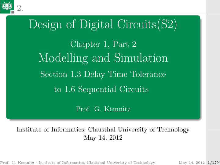 design of digital circuits s2