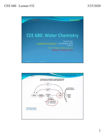 CEE 680   Lecture #32  3/25/2020  Print version  Updated: 25 March 2020 Lecture #32 Coordination