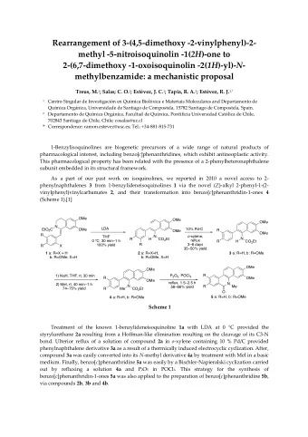 Rearrangement of 3-(4,5-dimethoxy -2-vinylphenyl)-2- methyl -5-nitroisoquinolin -1( 2H )-one to