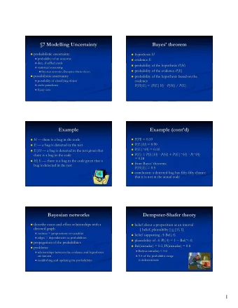 7 Modelling Uncertainty  Bayes theorem  7 Modelling Uncertainty  Bayes theorem