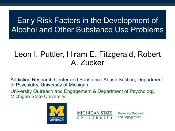 early risk factors in the development of alcohol and
