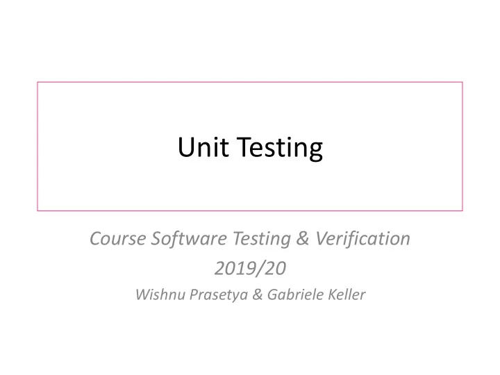 unit testing