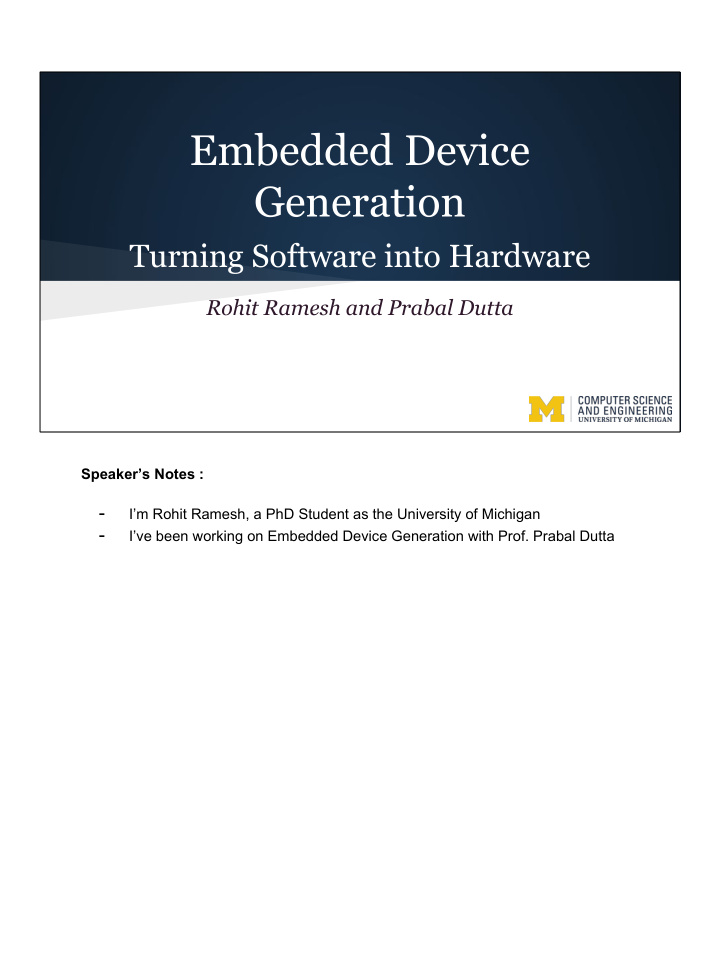 embedded device generation