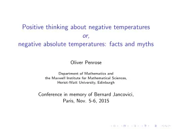 Positive thinking about negative temperatures  or,  negative absolute temperatures: facts and myths