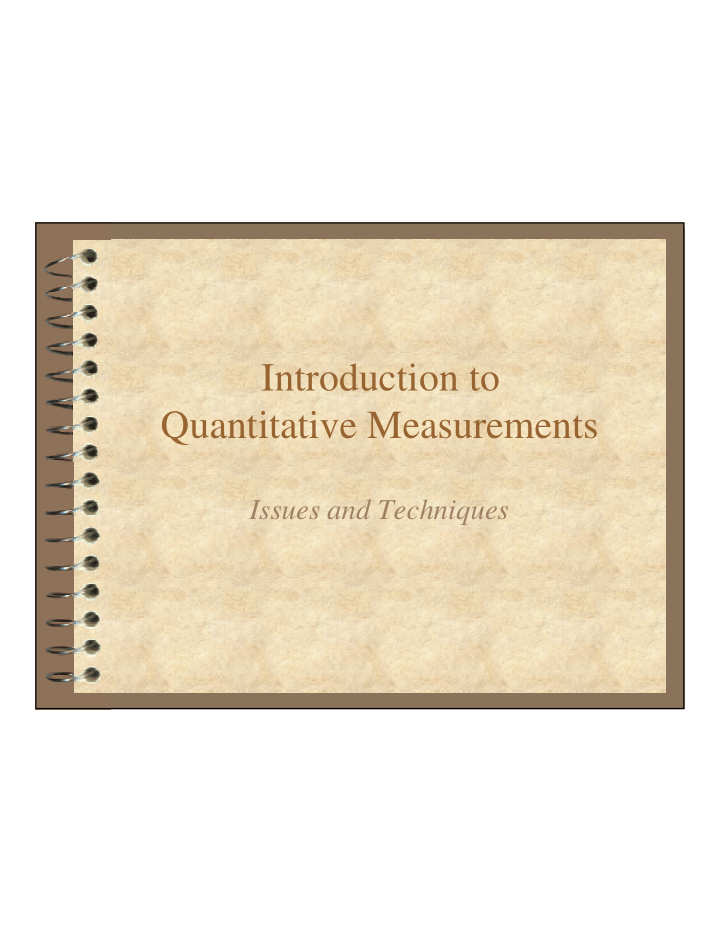 introduction to quantitative measurements