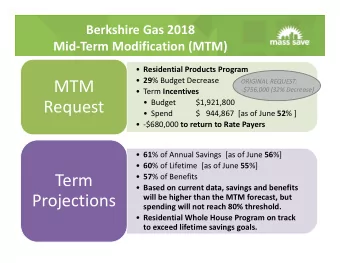 MTM ORIGINAL REQUEST:  $756,000 (32% Decrease)  Term Incentives  Request  Budget