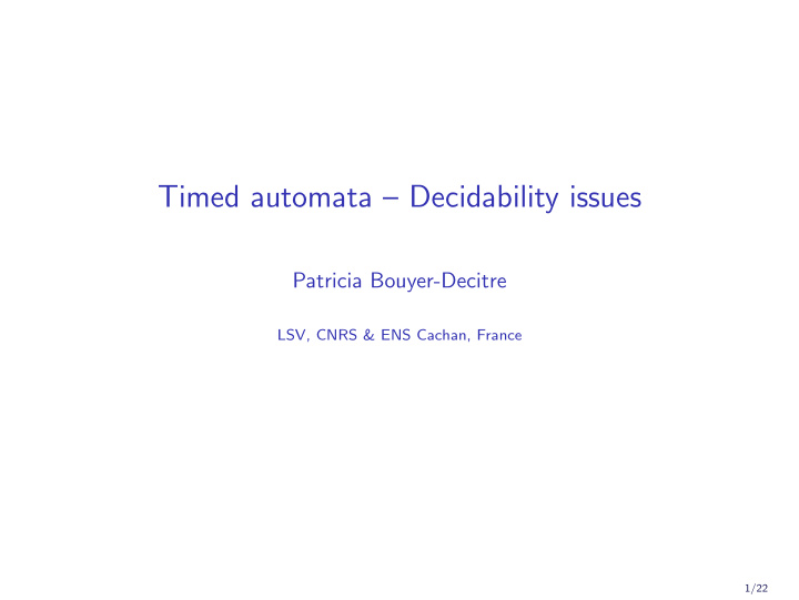 timed automata decidability issues