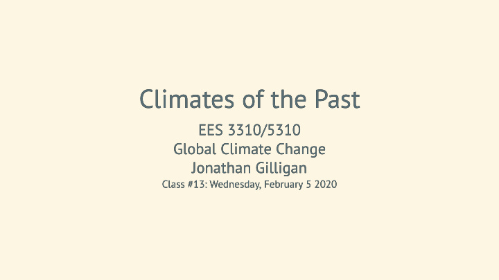 climates of the past climates of the past