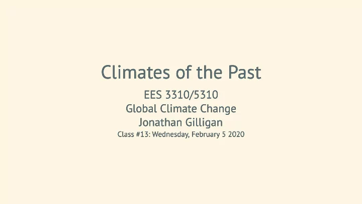 climates of the past climates of the past