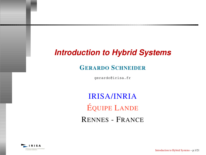 introduction to hybrid systems