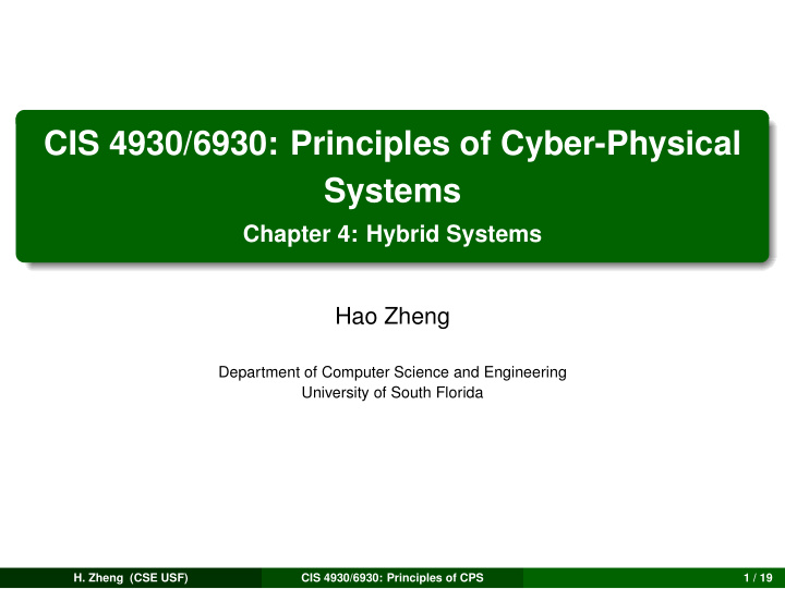 cis 4930 6930 principles of cyber physical systems