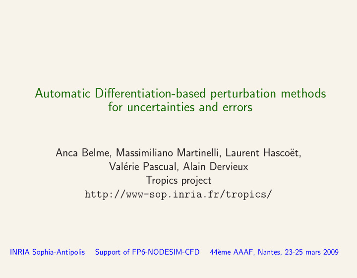 automatic differentiation based perturbation methods for
