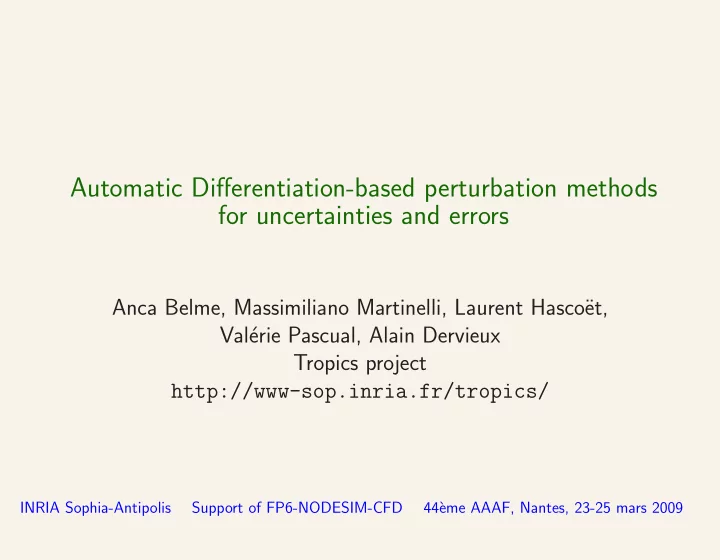 automatic differentiation based perturbation methods for