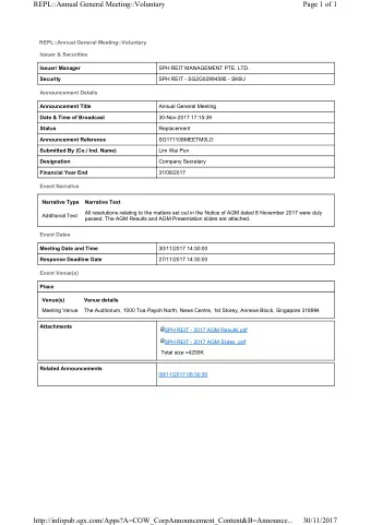REPL::Annual General Meeting::Voluntary  Page 1 of 1  REPL::Annual General Meeting::Voluntary