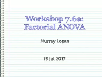 Workshop 7.6a:  Factorial ANOVA  Murray Logan  19 Jul 2017  Section 1  Background  Factorial ANOVA