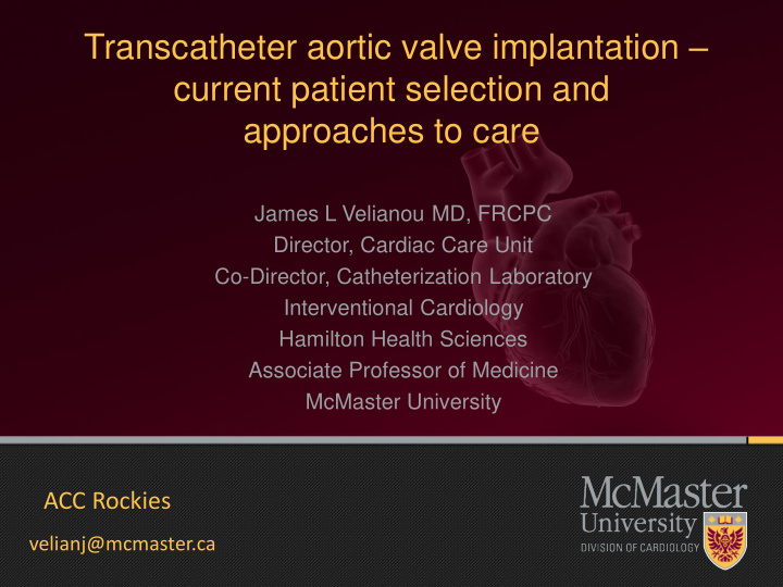 transcatheter aortic valve implantation current patient