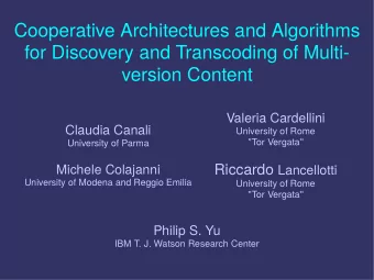 C  o  o  p  e  r  a  t  i  v  e  A  r  c  h  i  t  e  c  t  u  r  e  s  a  n  d  A  l  g  o  r  i