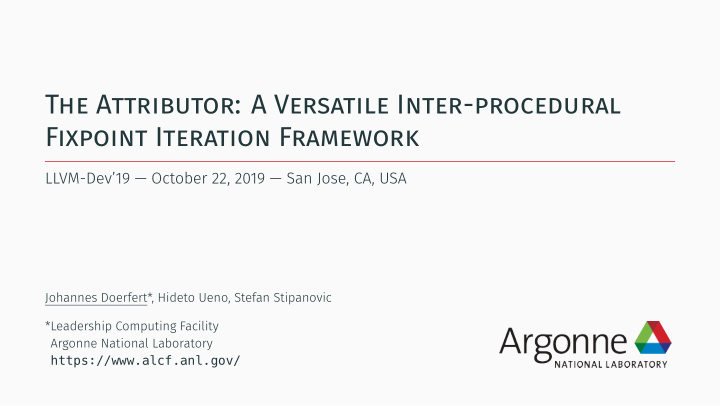 the attributor a versatile inter procedural fixpoint