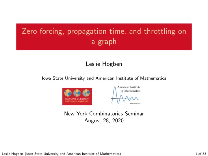 zero forcing propagation time and throttling on a graph