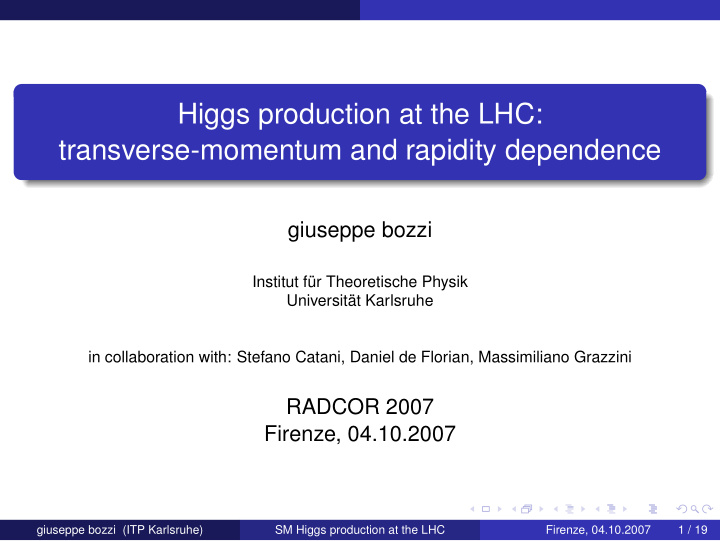 higgs production at the lhc transverse momentum and